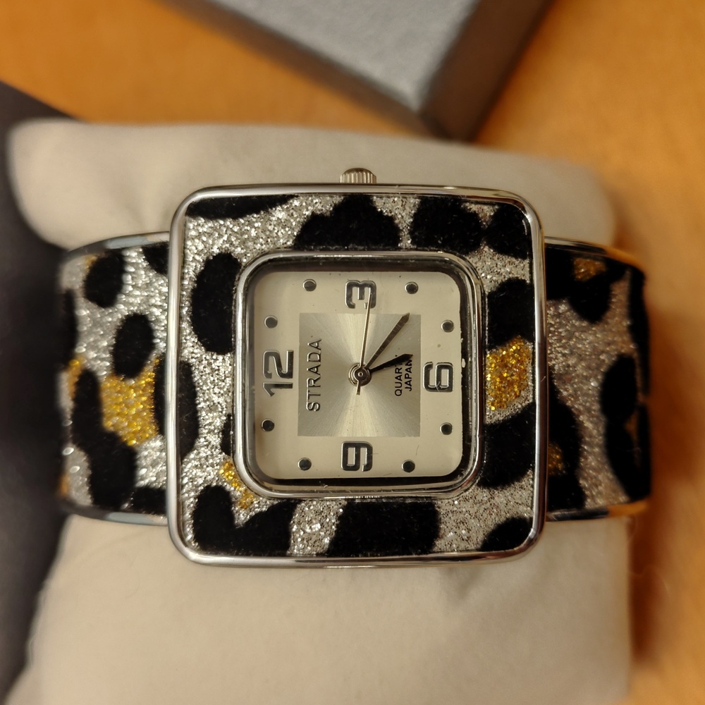 Strada Leopard Print cuff Watch - Picture 2 of 4